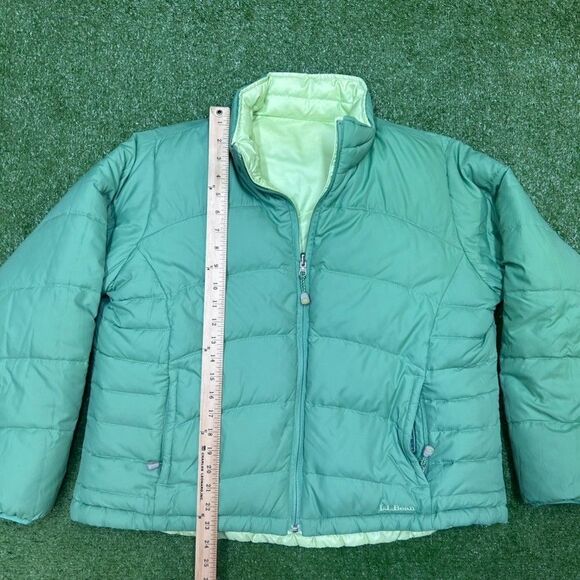 L.L. BEAN Down Jacket Womens Size XL Green Puffer Reversible Outdoors - Picture 9 of 10